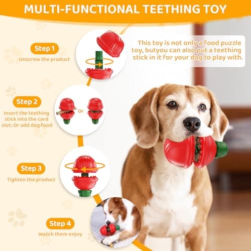 COSOWO Dog Chew Toys for Aggressive Chewers, Bully Stick Holder, Non-Toxic Durable Dog Puzzle Toy, Teething & Interactive Venus Flytrap Design, Gift for Dogs, Red - Thumbnail 4