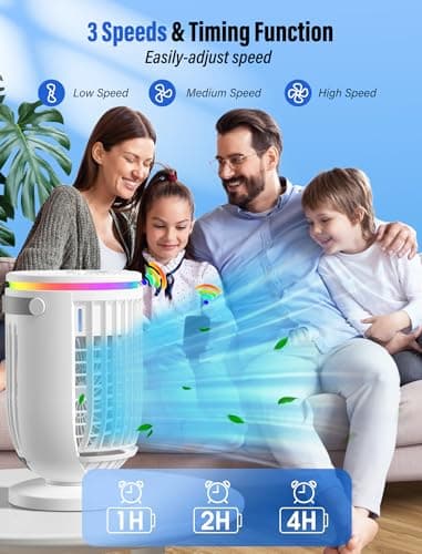AI Portable Air Conditioners Fan with 120° Rotating Function,JYew Evaporative Mini Room Air Conditioners,Portable AC Unit Air Cooler with 4 in 1 Humidifier Fan Conditioner, AC Portable for Room Office - Thumbnail 5