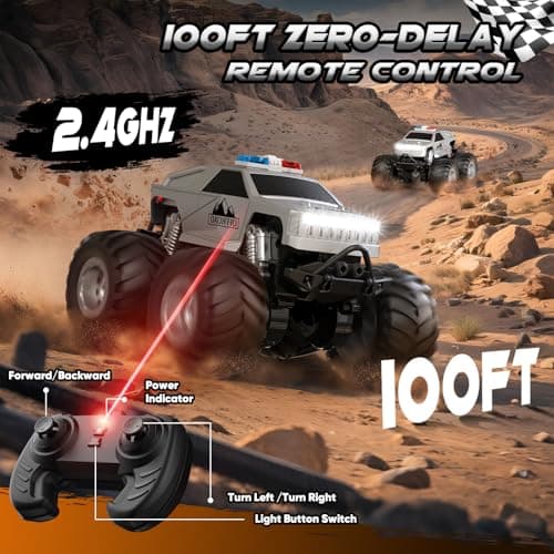 Amilacily Remote Control Car, All Terrain Remote Control Truck, RC Cars with 360 Degree Spins, Pickup-Style Toy Car with Light, Rechargeable RC Truck for Boys Girl Kids 4-7 8-12 6-8 - Thumbnail 3