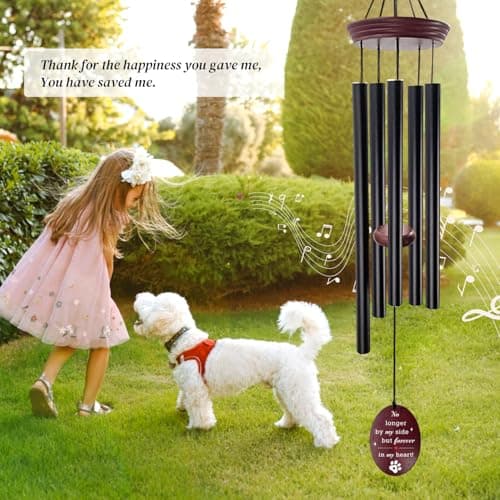 Howarmer Pet Memorial Wind Chime, Dog Memorial Wind Chimes for Loss of Dog, Tuned Aluminum Tubes in G Scale, Wooden Top, Sympathy Pet Loss Gifts for Garden Patio – Forever in My Heart - Thumbnail 4