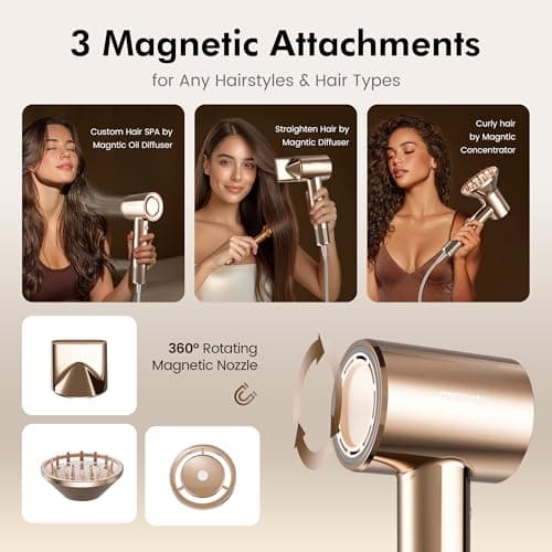 PRITECH High-Speed Ionic Hair Dryer with Diffuser, 1500W Brushless Motor, 200M Negative Ions & Hair Oil-Infused Blowout, 5X Fast Drying Low Noise Lightweight Styler for Travel Home Salon Use - Thumbnail 6