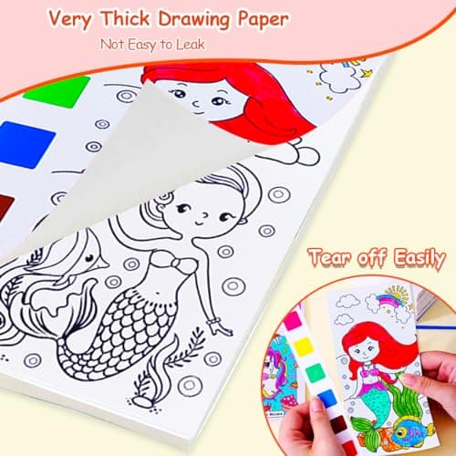 JUNQIU 4Pack Paint with Water Books for Kids, Watercolor Painting Coloring Books for Toddlers, Magic Paint Set for Kids, Art Craft Kits Easter Basket Stuffers For Girls Boys - Thumbnail 5