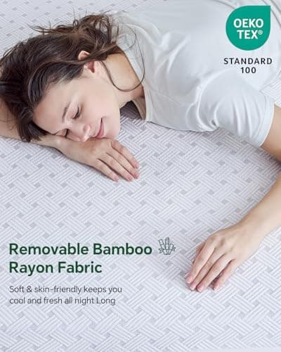 Qocismile Full Mattress Topper,Gel Memory Foam Mattress Topper 3 inch Full Size Bed Topper,High Density Mattress Pad,Bamboo Rayon Soft Cover Removable,Nonslip Double Zipper,Elastic Straps Fits 6"-21" - Thumbnail 2