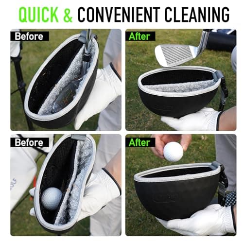 GAIARENA Golf Cleaning Bag Pouch Silicone Ball Washer Club Cleaner with Scrub and Wipe Cloth Gifts Ideas for Golfers On-Course Golf Accessories Black - Thumbnail 5