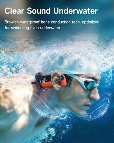 Rhyfell Swimming Headphones, IP68 Waterproof Bone Conduction Headphones, MP3 Mode 32GB Memory, 10H Playtime, Bluetooth 6.0, Open Ear Underwater Headphones for Women, Swimming, Yoga, Aerobics - Thumbnail 6