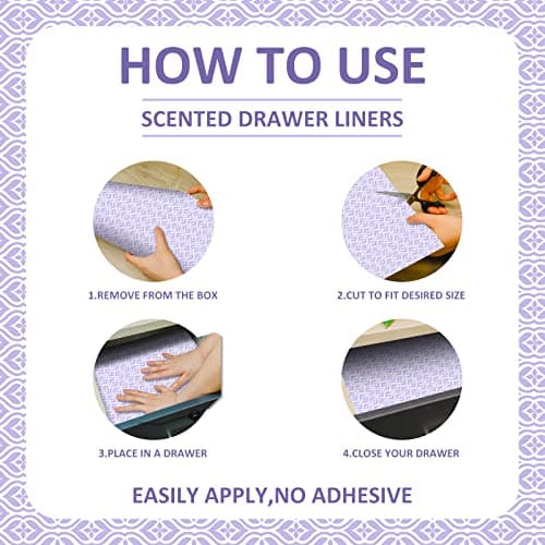 SCENTORINI Scented Drawer Liners for Dresser, 15 Sheets Lavender Scent Shelf Paper Liners, Non-Adhesive 14.3x19.5 Inch, for Home Fragrant Bedroom Drawer Closet Shelves - Thumbnail 4