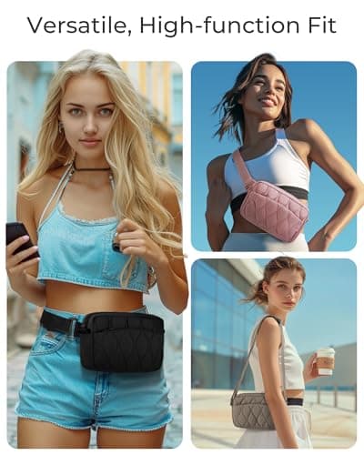 BAGSMART Fanny Packs for Women with Two Ways to Install the Adjustable Strap Lightweight Crossbody Belt Bag for Traveling Workout - Thumbnail 3