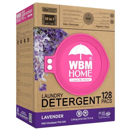 WBM 10-in-1 Laundry Detergent Pods, Fabric Softener with Lavender Extracts, High-Efficiency Laundry Pods with Powerful Stain Lifter Technology - 128 Count Bag - Image 1
