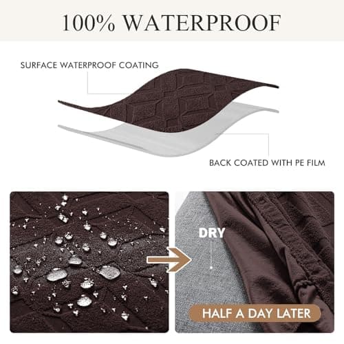Genina Waterproof Chair Covers for Dining Room Set of 6, Removable Washable Chair Slipcover Protectors, Chocolate - Thumbnail 4