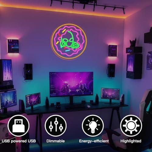 NXYX Tacos Alien Neon Sign for Man Room Decor Mexican Tacos Led Light Sign for Wall Decor Green Alien Neon Signs for Party Bar Club Restaurant Man Cave - Thumbnail 2