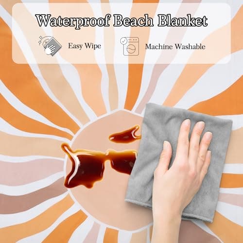 Beach Blanket Waterproof Sandproof, Extra-Large Picnic Blankets with Stakes & Travel Bag, Lightweight, Quick-Dry, Compact Beach Mat for Outdoors, Camping, Beach, Trips – Summer Vacation Essentials - Thumbnail 6