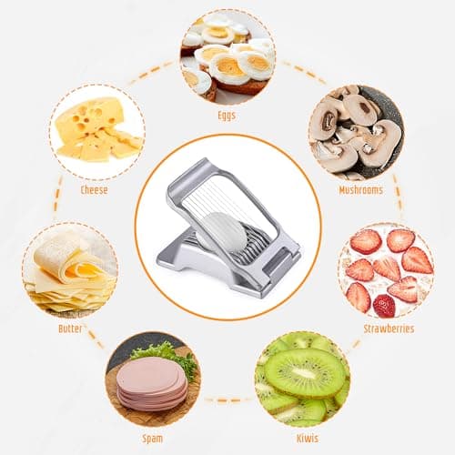Egg Slicer for Hard Boiled Eggs, Stainless Steel Wire, Multipurpose Heavy Duty Aluminium Egg Cutter Dishwasher Safe for Egg, Salads & Sandwiches, Strawberries, Mushrooms & Soft Cheese, Fruit, Sliver - Thumbnail 2
