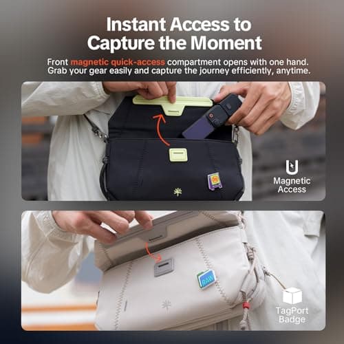 PGYTECH OneGo Pocket Sling for DJI Osmo Pocket 3/Insta 360/Gopro, Portable Splashproof Everyday Carry Case with Detachable Strap, 2L, 3-Layer Storage Crossbody Carrying Bag for Daily & Travel, White - Thumbnail 3