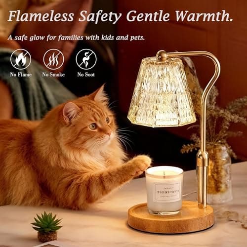 Candle Warmer Lamp with Timer Dimmable Mom Gifts, Adjustable Height Wax Warmer Lamp for Scented Candles Home Appliances White Elephant Gifts for Sister Friend (Ripple) - Thumbnail 5