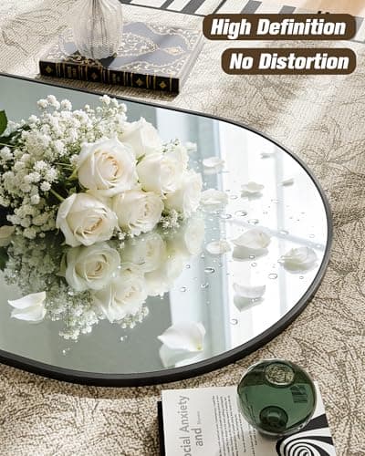 CQHVKQ 76"× 34" Full Length Mirror with Stand Large Arched Floor Mirror Full Length Oversized Full Body Mirror for Bedroom Living Room and Walk-in Closet（Black） - Thumbnail 3