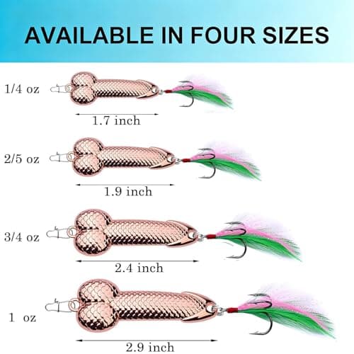 4Pcs Rose Gold Fishing Lures - Metal Luminous Sequin Spoon Lures with Sharp Treble Hooks, Funny Gag Gift for Men, Father's Day/White Elephant Gift for Anglers, Suitable for Bass & Trout - Thumbnail 5