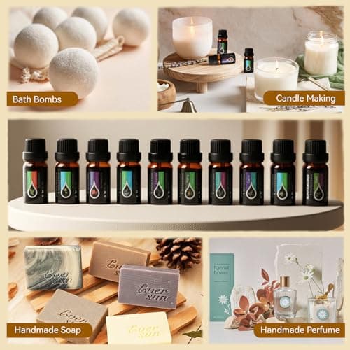 Essential Oils Set, 20 x 10ML Essential Oil Gift for Diffuser, Massage, Humidifiers, Sleep, Refreshing, Cars & Home Products, Eucalyptus, Lavender, Peppermint, Tea Tree More Aromatherapy Oil - Thumbnail 6