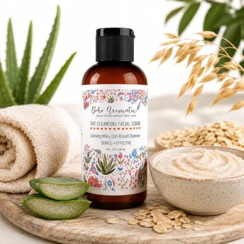 Exfoliating Face Scrub for Dry & Sensitive Skin – Gentle Oatmeal Facial Exfoliator & Cleanser, Soothing Milky Oat Polish, Hydrating Physical Scrub – Boho Aromatic - Thumbnail 6