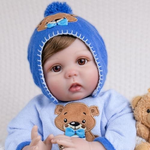 Milidool Lifelike Reborn Baby Dolls -22 Inch Realistic Newborn Soft Body Boy Baby Doll Real Life Baby Dolls with Gift Box Complete Accessories Kids Age 3+ Gifts, Pretend Play, Collection - Thumbnail 3