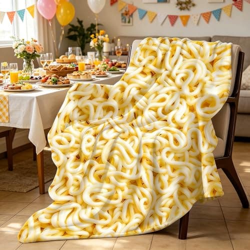 Sofevaim Ramen Noodles Blanket Realistic Food Blanket, Funny Birthday Gifts for Kids, Funny Throw Blanket for Couch Sofa Bed, Food Ramen Gifts 60" X 50" - Image 1