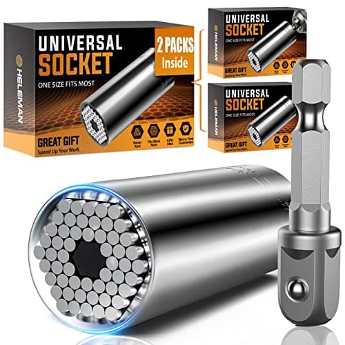 Fathers Day Dad Gifts from Daughter Son, 2 Pack Universal Socket Tools Set with Power Drill Adapter Cool Stuff Gadgets Ideas, Stocking Stuffers for Men Gifts for Him Grandpa Step Dad Husband Adults - Image 1
