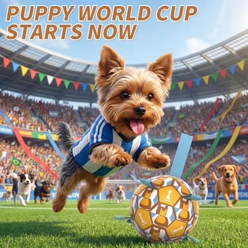 VOXGET Interactive Dog Ball Toys, 2026 Dog Soccer Ball with Thicken Straps for Small Medium Breeds Tug of War, Small Herding Balls with Pump for Puppy Dogs Outdoor Play Training (Yellow, 6 Inch) - Thumbnail 2