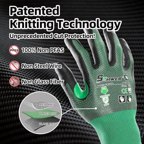 Schwer AIR-SKIN ANSI A6 Cut Resistant Gloves, AR3908 Cut Proof Glove, Ultra Thin Cutting Glove with Reinforced Thumb, Non-PFAS, Wire & Fiberglass Free, Comfort-Fit Work Glove for Mechanics, S, 1 Pair - Thumbnail 2