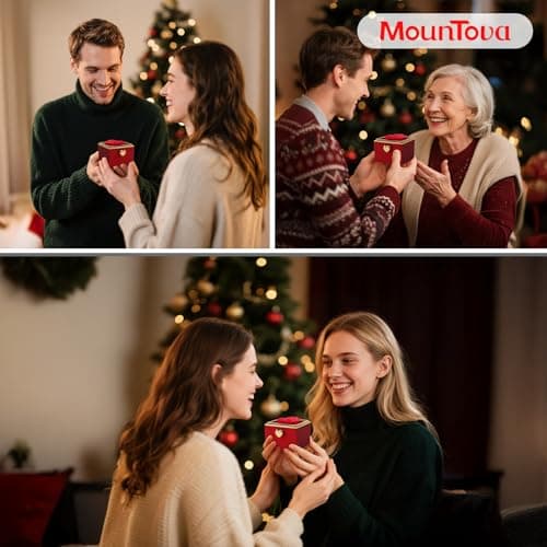 mountova Valentine’s Day Gift for Her Preserved Rose Surprise Box with Heart Necklace, Luxury Flip Jewelry Box, Romantic Gift for Girlfriend or Wife, Anniversary & Proposal (red) - Thumbnail 6