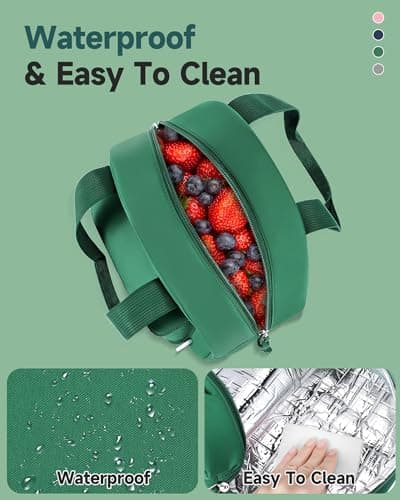 HowFly Lunch Box for Women Men Insulated Lunch Bag Cute Resuable Leakproof Lunch Box Portable Thermal Meal Cooler Bags for Work Picnic Travel Office Green - Thumbnail 5