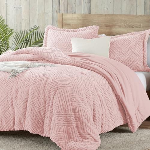 Homelike Moment Fluffy King Size Comforter Set - Pink Warm Marshmallow Comforter for Winter King Bed Set 3 Piece - Image 1
