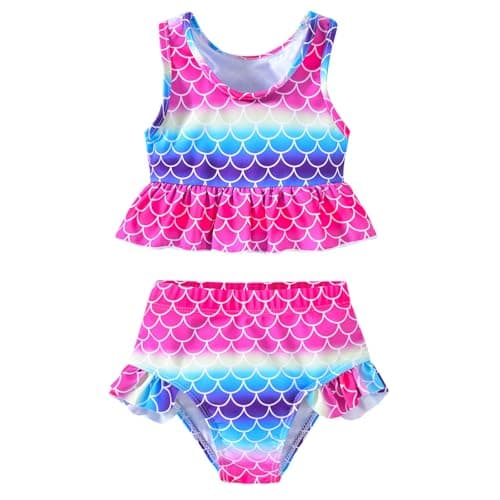 YWFSHOP Baby Swimsuit Girl Two Piece Bathing Suit Toddler Girls Summer Beach Ruffle Tankini Swimwear 1-7Y - Image 1