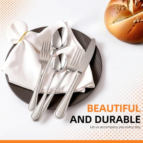 NICE KITCHEN Silverware set for 8,40 Pieces Premium Stainless Steel Silverware set,Mirror Polished Cutlery Set,Flatware Set for 8,Dishwasher Safe,Luster Series - Thumbnail 3