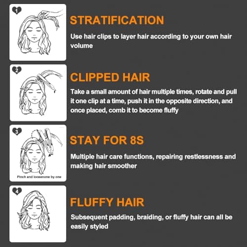 JINRI Hair Iron, Hair Brush, Pumped-Up Volume, Adjustable Temp, 360 ° Tail Rotation, Lasting Volume, for Short Or Thin Hair, Dual Voltage (100-240V), Volumizing Hair Iron, Purple, 1.28 inch - Thumbnail 4