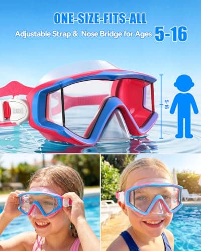 Aegend Snorkeling Diving Mask for Adult Youth Kids - Snorkel Gear 180° Panoramic View Leakproof Comfort, Perfect for Snorkeling, Freediving & Swimming (Pink Blue, Youth) - Thumbnail 4