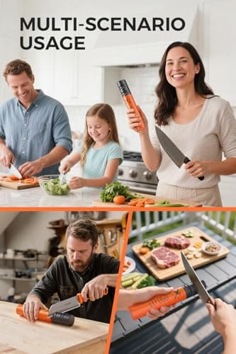 LEFUGO Electric Knife Sharpener, 3 Speed Max 7000RPM Handheld Sharpener for Kitchen Knives, Electric Knife Sharpening Tool of Portable Cordless Rechargeable 2000mAh (Orange) - Thumbnail 6
