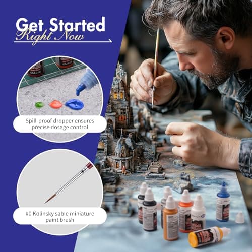 Miniature Paints Set - 16pcs 20ml Miniature Paints Set, with 1 Kolinsky Brush, Acrylic Model Paint Set for Fantasy and Wargame Figures - Thumbnail 6