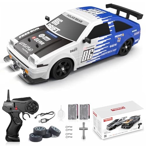 Desdoni RC Drift Car Remote Control Car 2.4ghz 1/16 Scale 4WD High Speed RC Cars Vehicle with LED Lights Two Batteries and Drifting Tire Racing Sport Toy for Adults Boys Girls Kids Gift