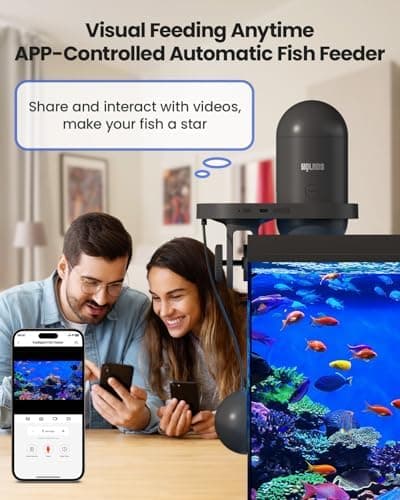 Wolmds WiFi Automatic Fish Feeder with 2.5K Camera, 2.4/5G Smart App Control & Vacation Timer, Precision Fish Food Dispenser, 230ML Moisture-Proof Visual Aquarium Feeder for 10+ Gallon Tanks - Thumbnail 2