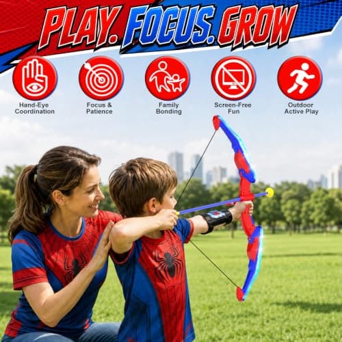 TIGTECGAME Bow and Arrow for Kids, LED Light Up Archery Shooting Set, 10 Suction Cup Arrows, Indoor Outdoor Backyard Game Toys for Boys & Girls Ages 4-12, Birthday - Thumbnail 4