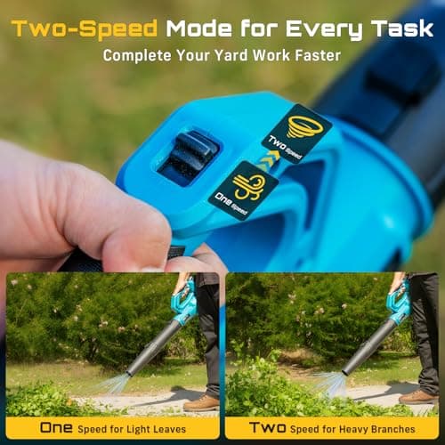 SEESII Cordless Hedge Trimmer and Leaf Blower Combo, 2 Pcs 4.0Ah Batteries, Electric Handheld Bush Trimmer with 20" Dual-Action Blade, Lightweight Brushless Blower with 2 Speed Modes for Yard Garden - Thumbnail 4