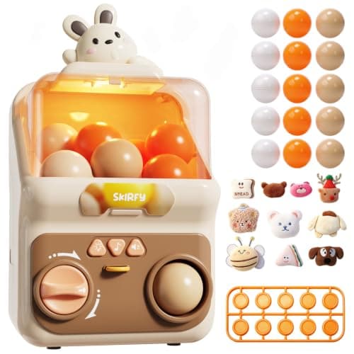 Skirfy Gumballs Machine Toy for Kids,15 PCS 1.77 in Capsules Light Up Vending Machine Operated Gumballs Prize Arcade Game Claw Machine Game Sensory Toys Dolls Gifts - Image 1