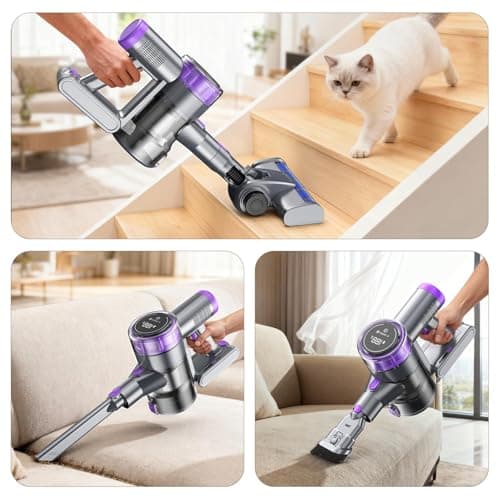Cordless Vacuum Cleaner, 30Kpa Vacuum Cleaners for Home, Stick Vacuum with LED Display, 2 Roller Brushes for Anti-Tangle & Hard Floor, 6 in 1 Lightweight Vacuum for Hard Floors Carpet Pet Hair - Thumbnail 6