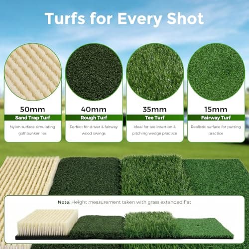 Nesync 4-in-1 Foldable Heavy-Duty Golf Hitting Mat, Sand & Tee Turf, Anti-Slip Backing，for Swing/Chip/Putting Practice，Golf Practice Mat with Golf Mat Tees - Thumbnail 2