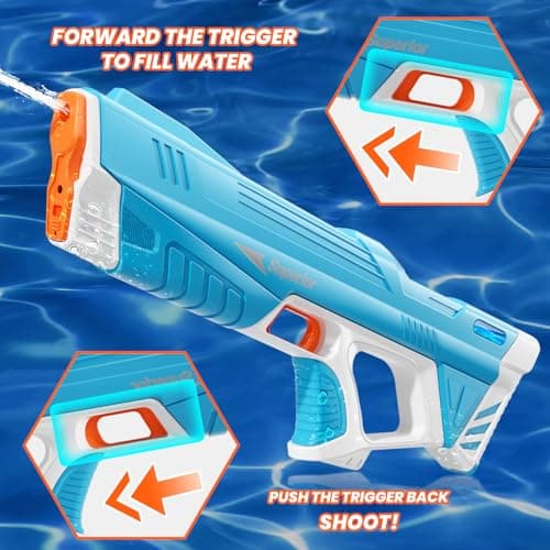 Skirfy Electric Water Gun with Display,Auto Suction Water Guns for Adults&Kids,Squirt Guns Battery Powered Automatic Water Blasts,Pool Beach Outdoor Party Toys for Kids - Thumbnail 4