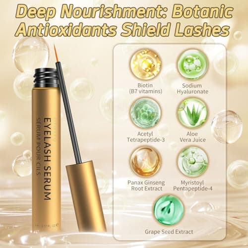 Eyelash Growth Serum with Peptide&Vitamin Infused Formula -Eyelash Serum For Longer, Thicker, Fuller Lashes -Lash serum for Eye lash Growth Safe for Natural Lashes &Extensions-Vegan & Cruelty-Free,5mL - Thumbnail 4