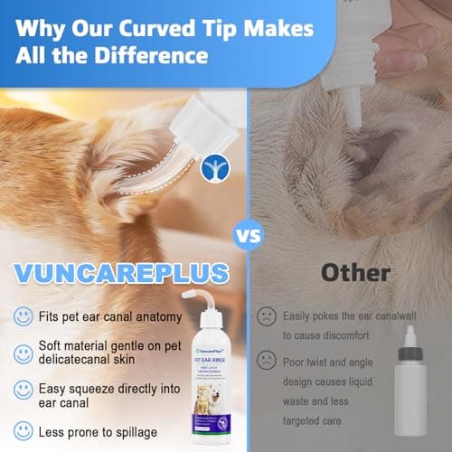 VUNCAREPLUS Cat & Dog Ear Cleaner Solution, Soft Nozzle Ear Treatment for Dogs & Cats, Gently Removes Ear Wax & Debris, Soothes Ear Itching & Inflammation, Deodorizing Pet Ear Wash with Thyme 4 fl oz - Thumbnail 5