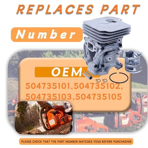 41mm 435 Cylinder Piston Kit ， For Husqvarna 435 435E 440 440E 435 II 440 II For Jonsered CS2240 Chainsaws - Complete Replacement Parts for OEM 504735101, 504735102, 504735103, 504735105 - Thumbnail 2