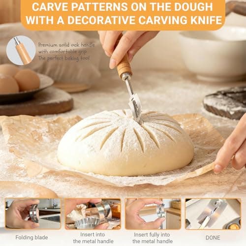 Acessorz Sourdough Bread Baking Supplies,Sourdough Starter Kit,2 Cotton Rope Banneton Proofing Basket,Bread Proofing Basket Making Tool Kit,Sour Dough Kit Tools,Baking Gifts for Women,Bakers,Wife,Mom - Thumbnail 3