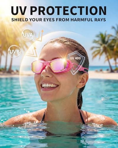 Aegend 2 Pack Professional Swimming Goggles for Adults, No Leak Mirrored Swim Goggles with Bungee Strap, Anti-Fog UV Protection Triathlon Goggles for Men Women Open Water & Pool - Thumbnail 4