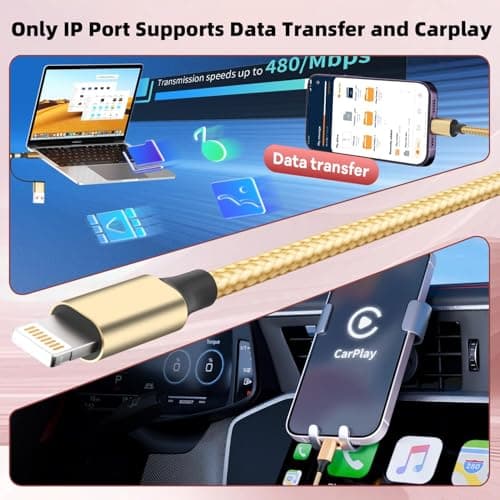Firsting USB A/C 3 in 2 Multi Charging Cable 2Pack 5FT, Multiple Charger Cord for iWatch Charger/iPhone Charger/iPad, Multi Charger Cables Compatible with iWatch&iPhone 17-12 - Thumbnail 3